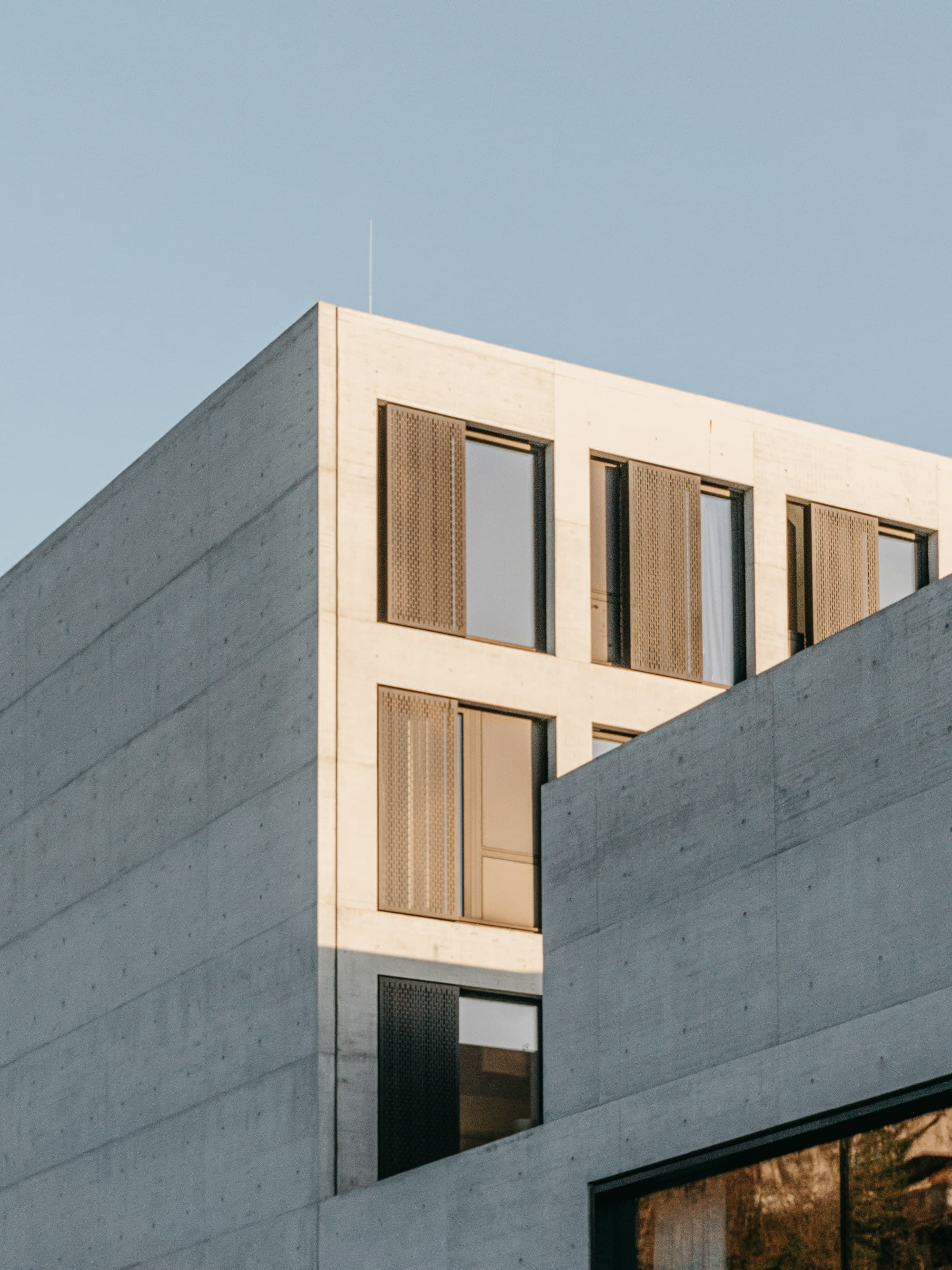 Architectural detail in warm stone and concrete