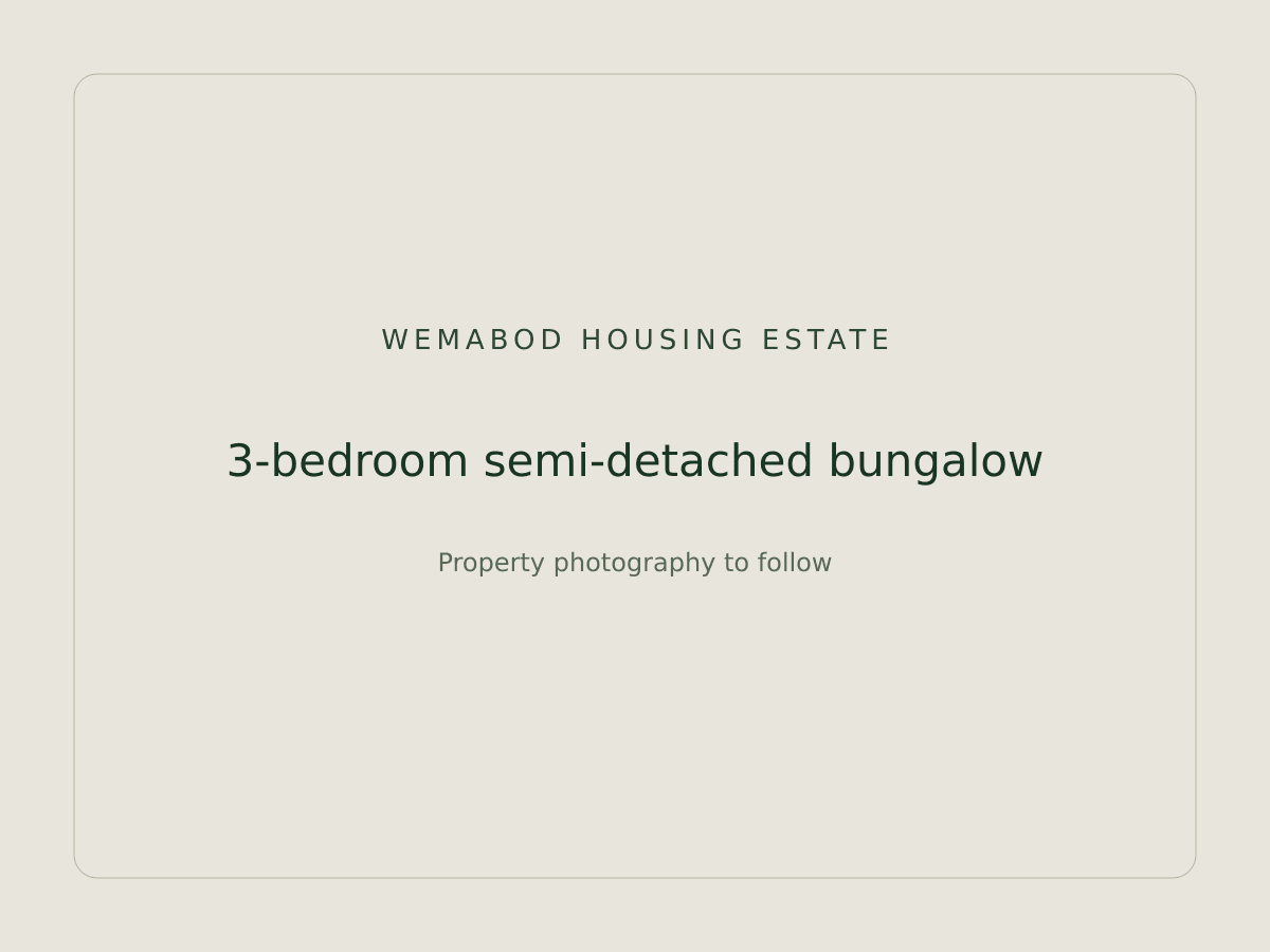3-bedroom semi-detached bungalow, Wemabod Housing Estate
